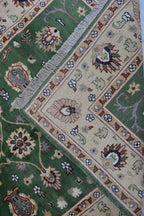 Handmade Chob Rang Manarus Carpet 4.11x3.4 ft Natural Dye Rug/ Geometric design/ Rug for Farmhouse Office