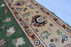 Handmade Chob Rang Manarus Carpet 4.11x3.4 ft Natural Dye Rug/ Geometric design/ Rug for Farmhouse Office