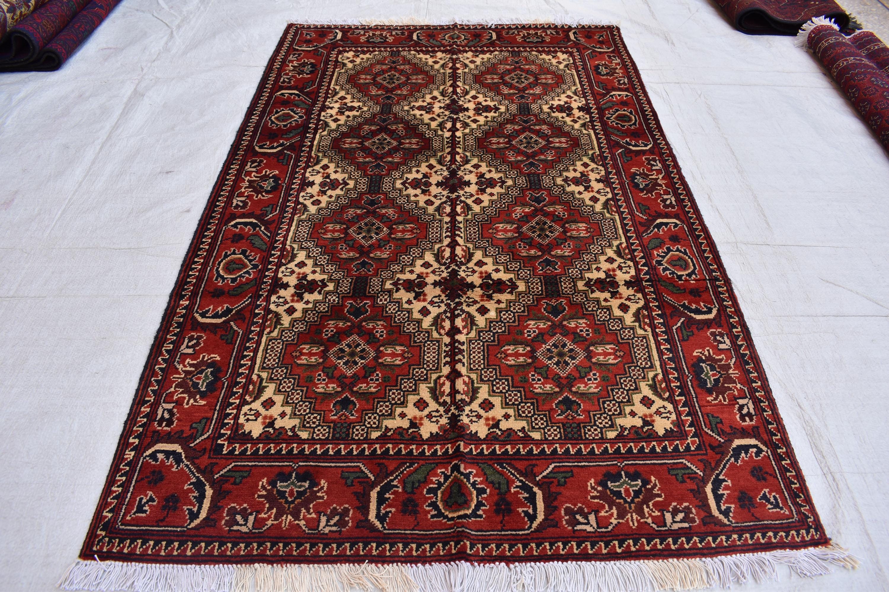 5.4x3.4 ft Handwoven Manarus Yousafi Carpet - Traditional Wool Rug, oriental area rug, Geometric rug