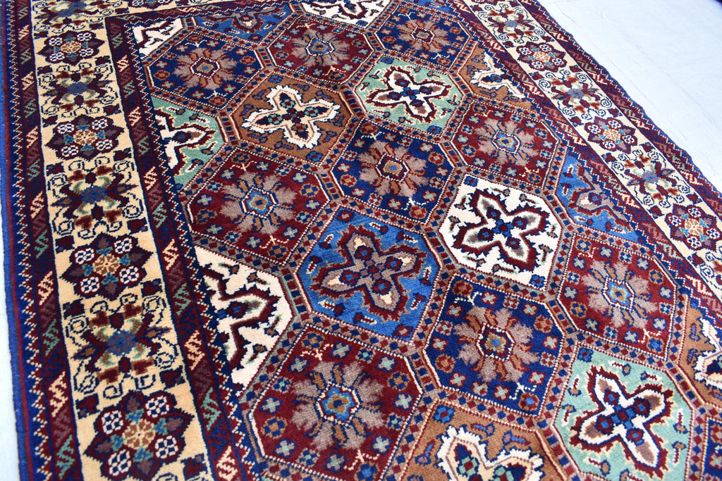 5.4×3.5 ft Kashi rug, tribal area rug, Afghan handmade wool Rug, Rich colors Geometric pattern Bukhara rug, Rugs for Living Room, Bedroom