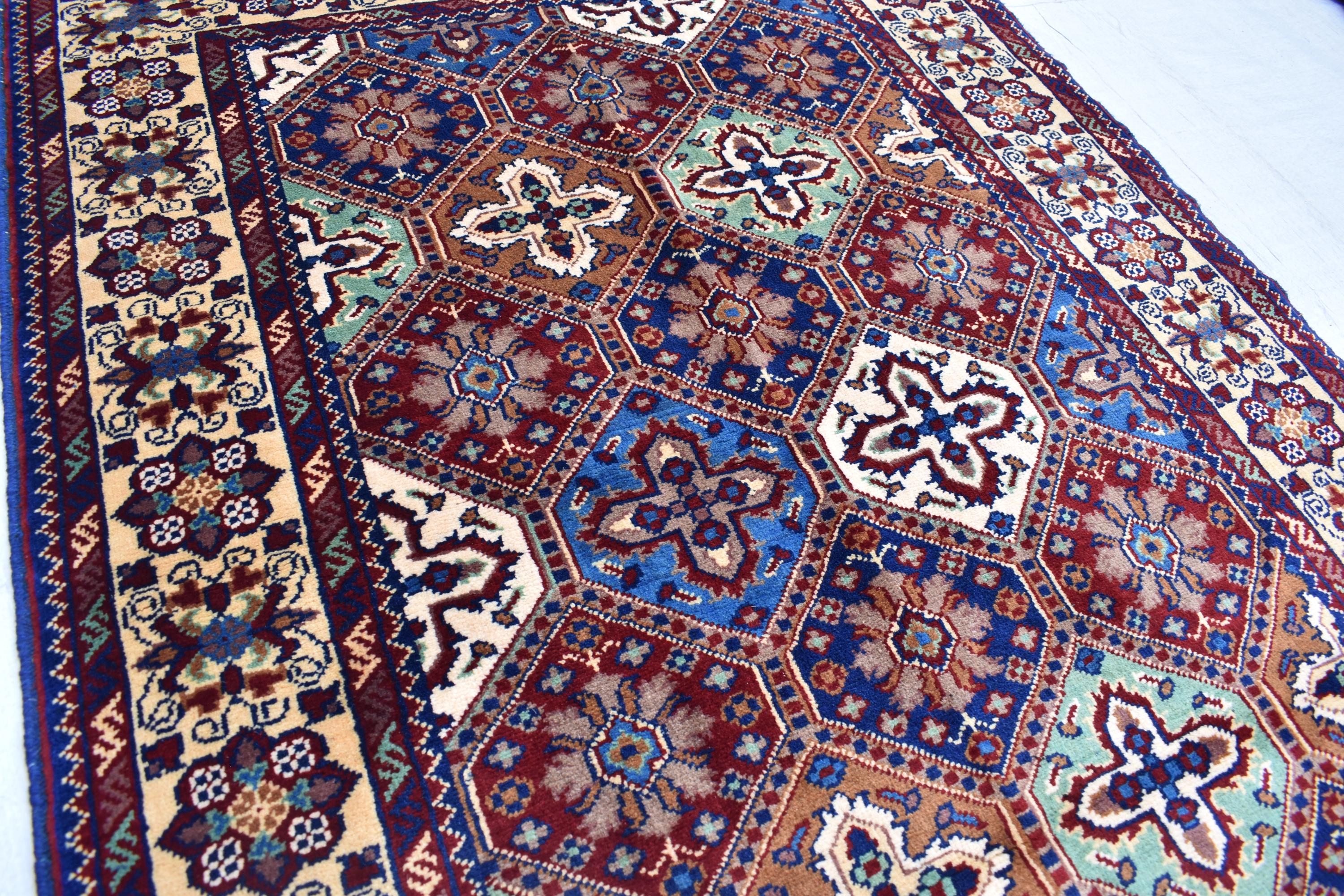 5.4×3.5 ft Kashi rug, tribal area rug, Afghan handmade wool Rug, Rich colors Geometric pattern Bukhara rug, Rugs for Living Room, Bedroom
