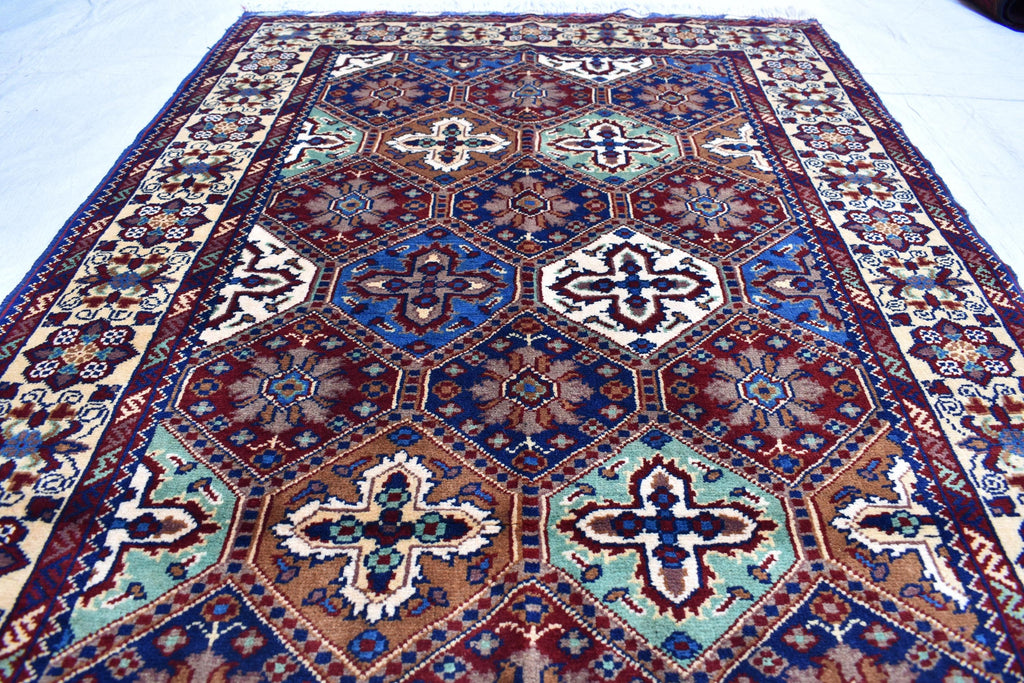 5.4×3.5 ft Kashi rug, tribal area rug, Afghan handmade wool Rug, Rich colors Geometric pattern Bukhara rug, Rugs for Living Room, Bedroom