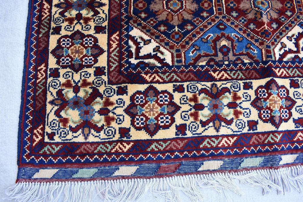 5.4×3.5 ft Kashi rug, tribal area rug, Afghan handmade wool Rug, Rich colors Geometric pattern Bukhara rug, Rugs for Living Room, Bedroom