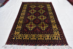 Authentic Yousafi Beljik Carpet 5x3.5 ft: Handwoven Afghan Masterpiece with Traditional Patterns, traditional carpet wool rug