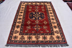 Vintage Karqai Carpet 4.10x3.10 ft: Handwoven Afghan Rug with Traditional Patterns – Authentic Wool Carpet, Collectible Rug