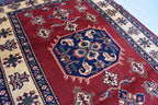 Vintage Karqai Carpet 4.10x3.10 ft: Handwoven Afghan Rug with Traditional Patterns – Authentic Wool Carpet, Collectible Rug