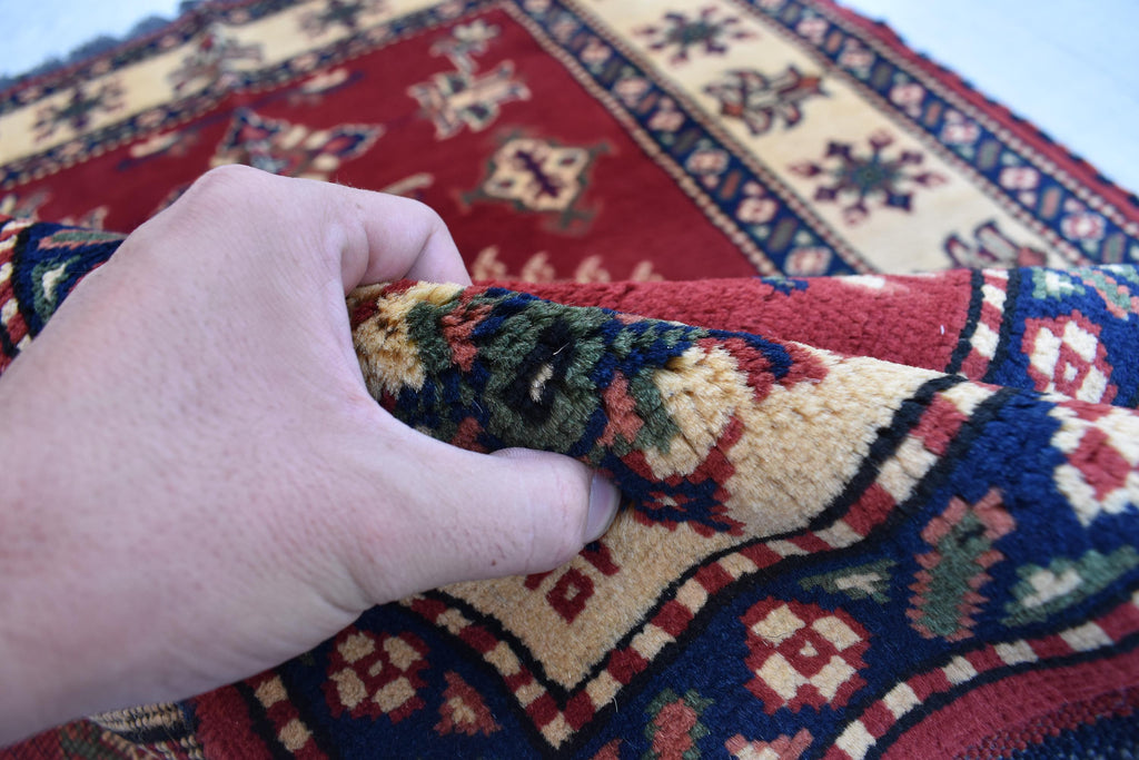 Vintage Karqai Carpet 4.10x3.10 ft: Handwoven Afghan Rug with Traditional Patterns – Authentic Wool Carpet, Collectible Rug