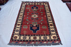 5.2x3.4 ft Vintage Karqai Carpet Handwoven Afghan Rug with Authentic Tribal Patterns – Wool Carpet
