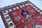 5.2x3.4 ft Vintage Karqai Carpet Handwoven Afghan Rug with Authentic Tribal Patterns – Wool Carpet