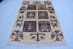 Handwoven Chob Rug mirror Carpet 4.1x2.8 ft: Unique Afghan Rug with Geometric Patterns – Wool and Natural Dyes