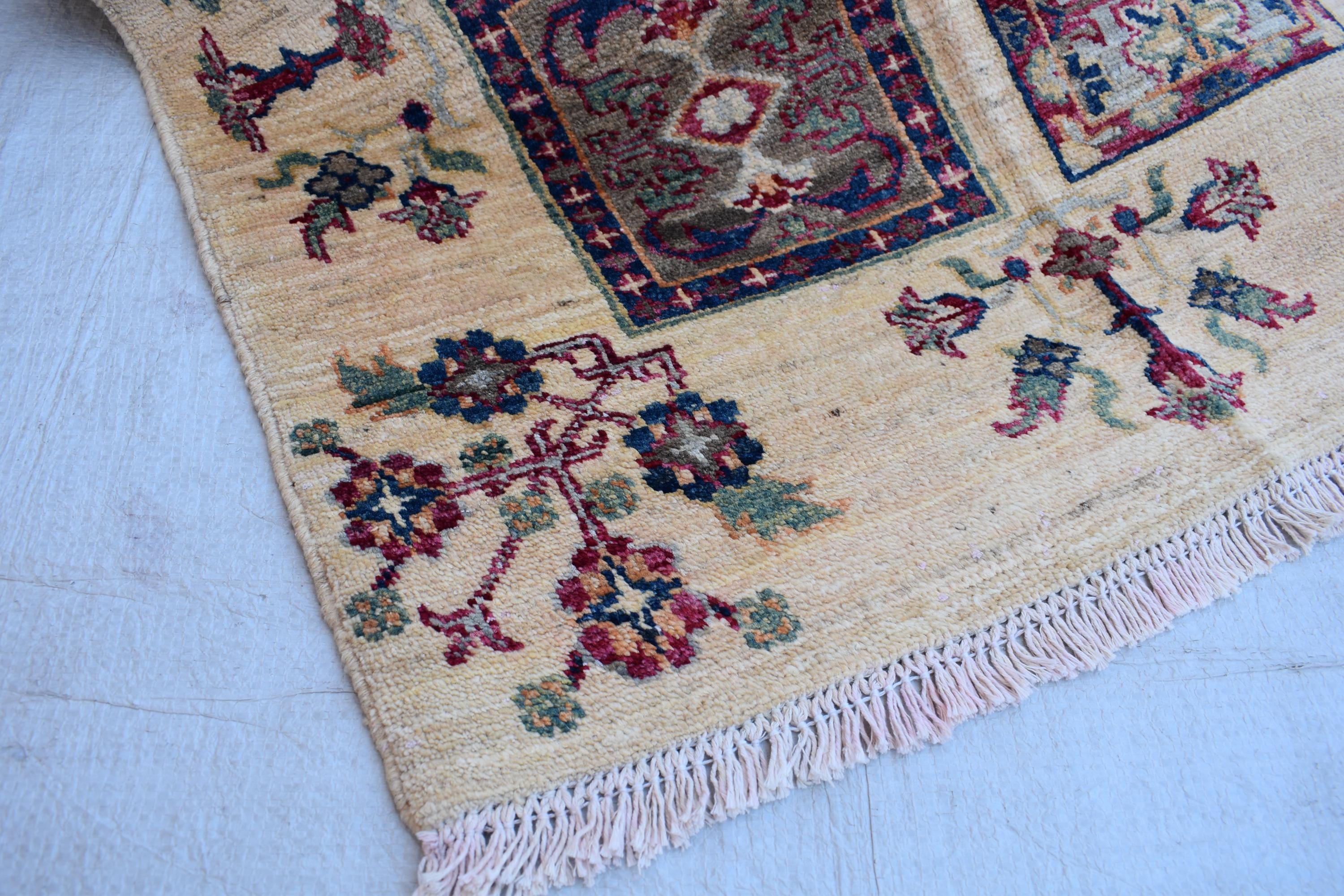 Handwoven Chob Rug mirror Carpet 4.1x2.8 ft: Unique Afghan Rug with Geometric Patterns – Wool and Natural Dyes