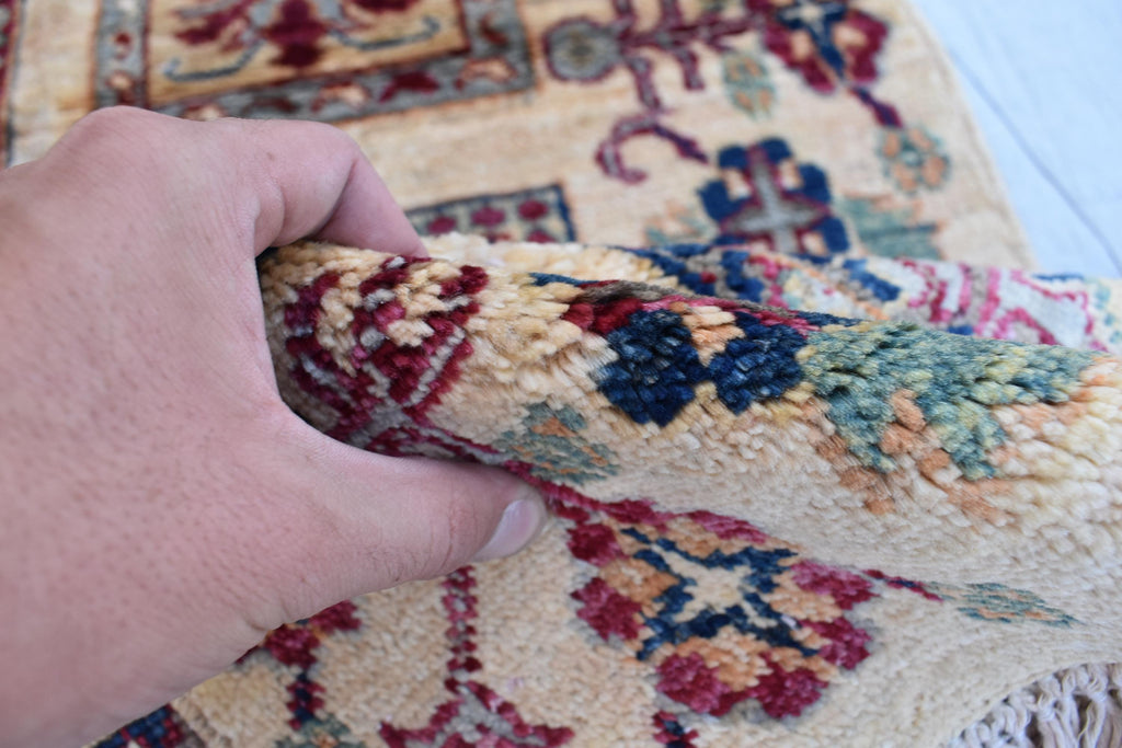 Handwoven Chob Rug mirror Carpet 4.1x2.8 ft: Unique Afghan Rug with Geometric Patterns – Wool and Natural Dyes