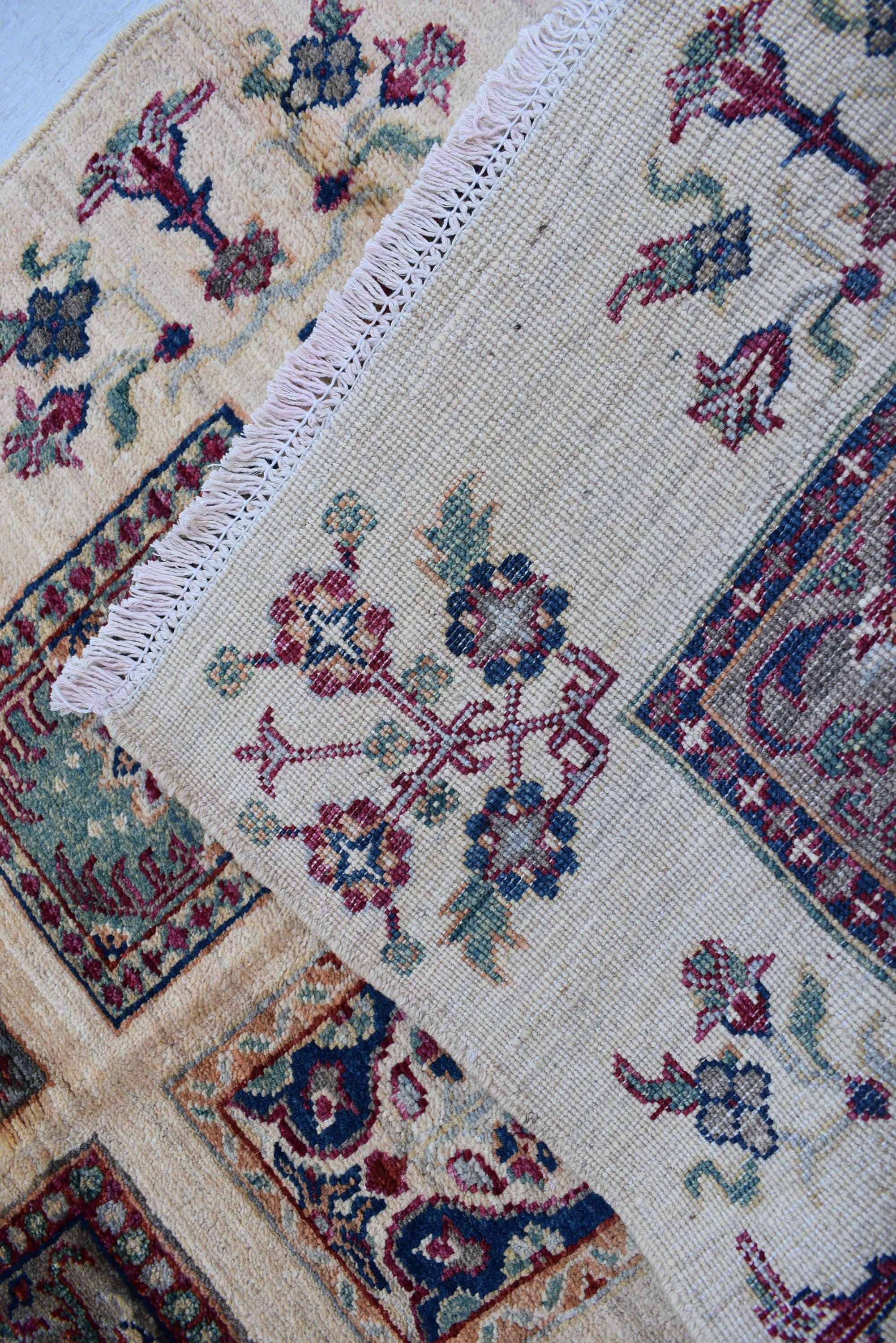 Handwoven Chob Rug mirror Carpet 4.1x2.8 ft: Unique Afghan Rug with Geometric Patterns – Wool and Natural Dyes