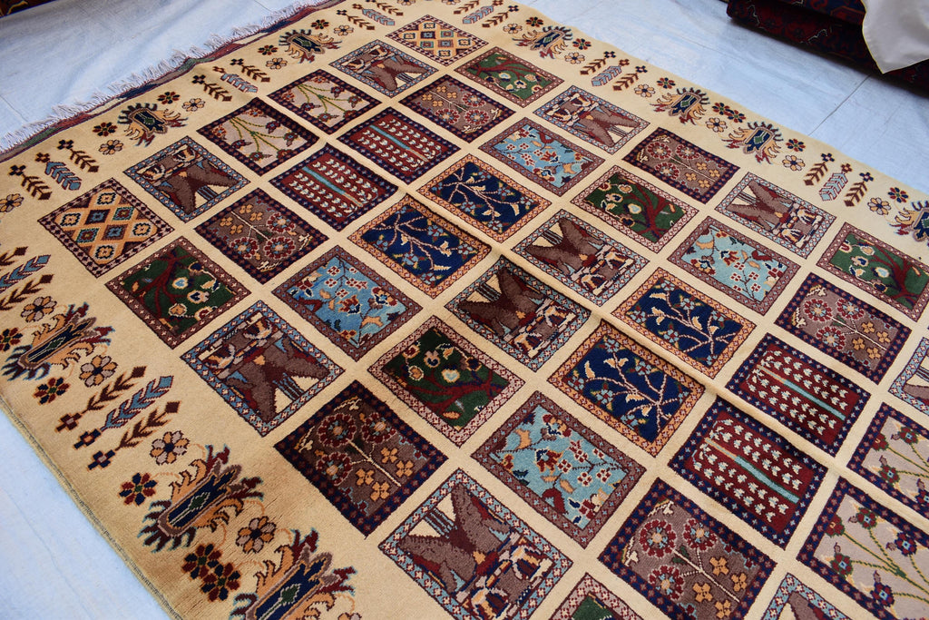 Mirror Carpet 6.7x4.11 ft Handwoven Maranus Chob Rug, Authentic Afghan Wool Rug with Intricate Geometric Patterns, Rugs for Living Room