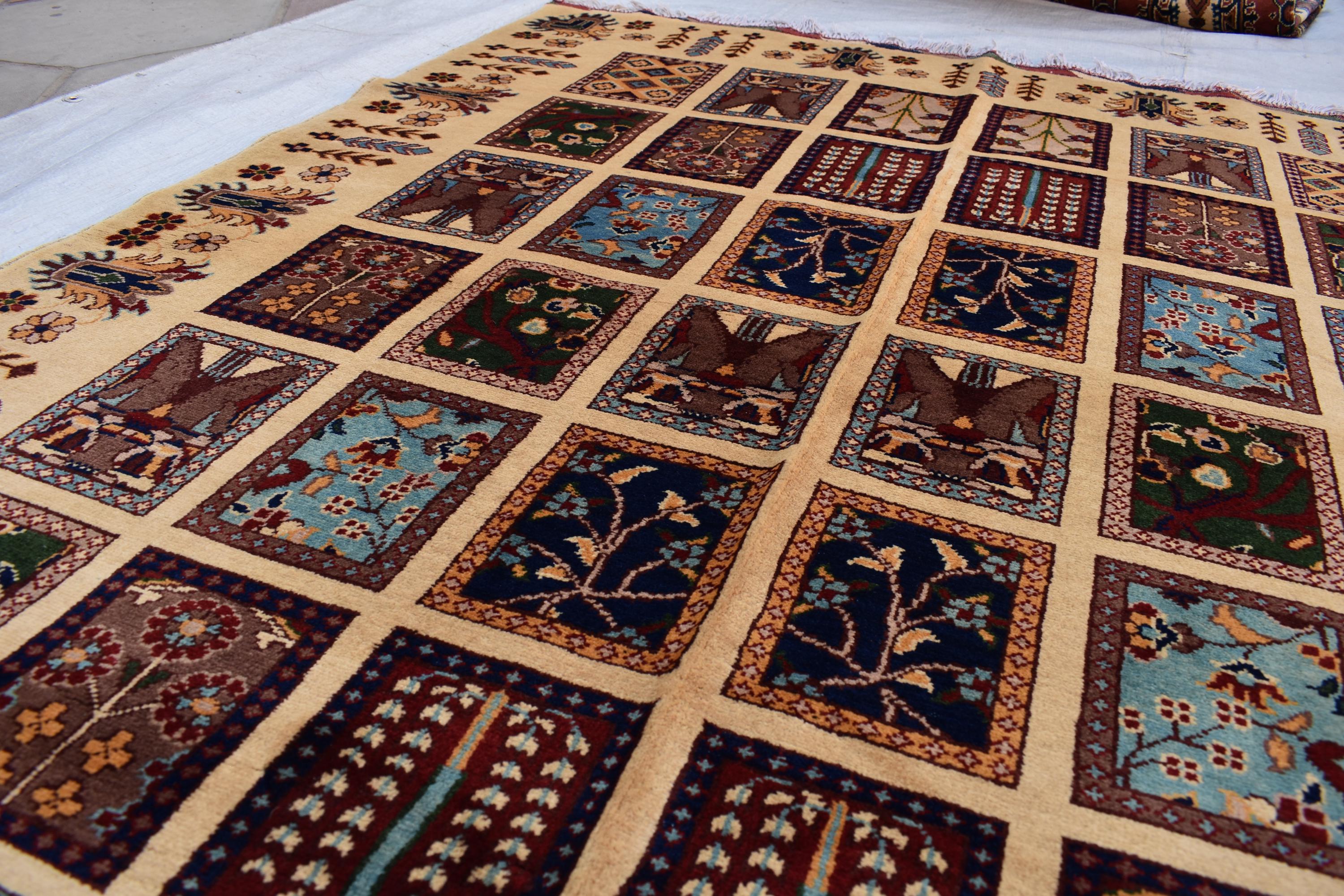 Mirror Carpet 6.7x4.11 ft Handwoven Maranus Chob Rug, Authentic Afghan Wool Rug with Intricate Geometric Patterns, Rugs for Living Room