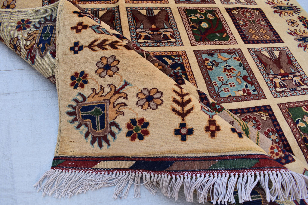 Mirror Carpet 6.7x4.11 ft Handwoven Maranus Chob Rug, Authentic Afghan Wool Rug with Intricate Geometric Patterns, Rugs for Living Room
