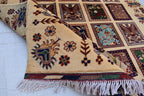 Mirror Carpet 6.7x4.11 ft Handwoven Maranus Chob Rug, Authentic Afghan Wool Rug with Intricate Geometric Patterns, Rugs for Living Room