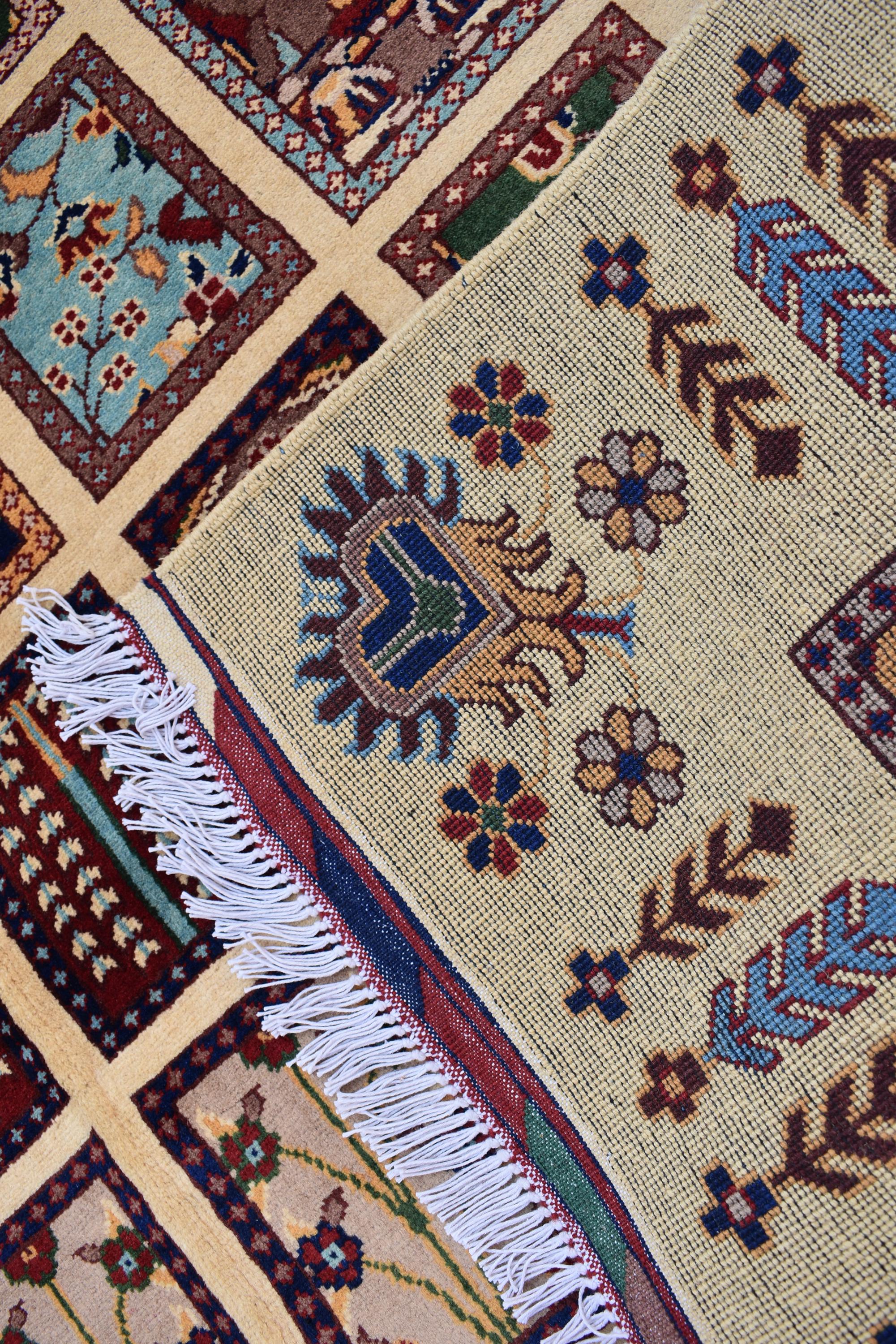 Mirror Carpet 6.7x4.11 ft Handwoven Maranus Chob Rug, Authentic Afghan Wool Rug with Intricate Geometric Patterns, Rugs for Living Room