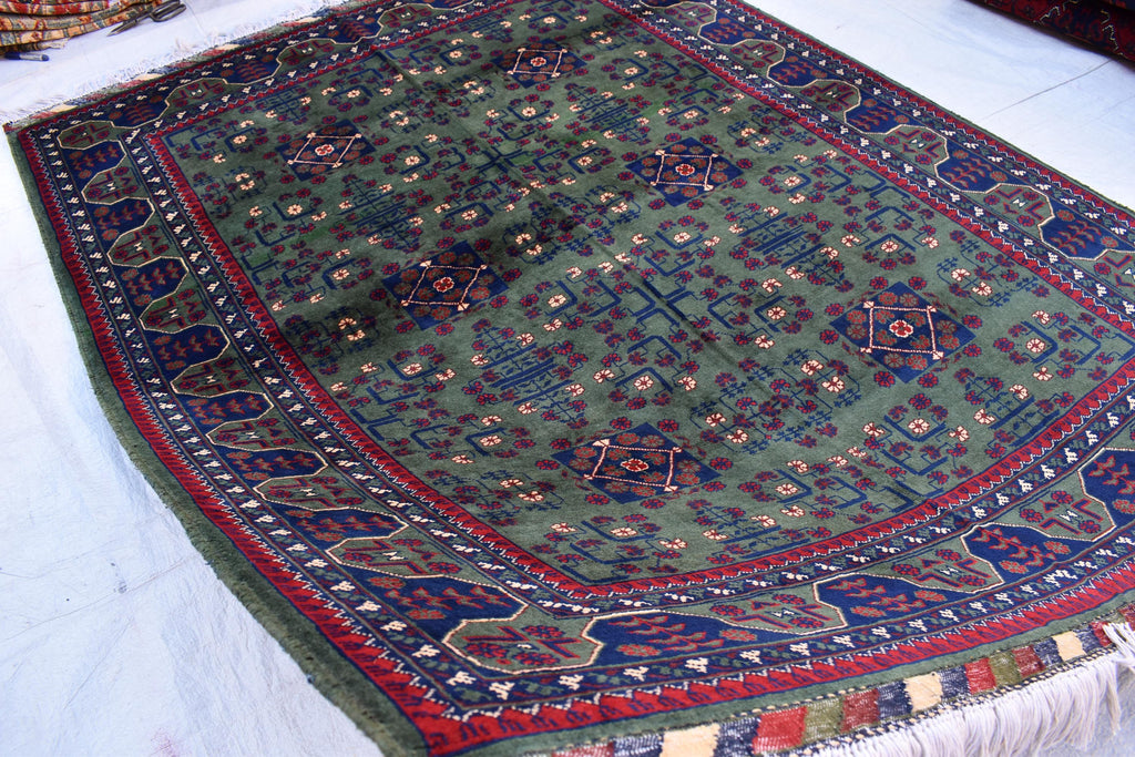 Authentic Bukhara Rug Handwoven 6.9x5 ft Traditional Afghan Carpet Rich Colors, Durable Wool, Perfect for Living Room or dinning room