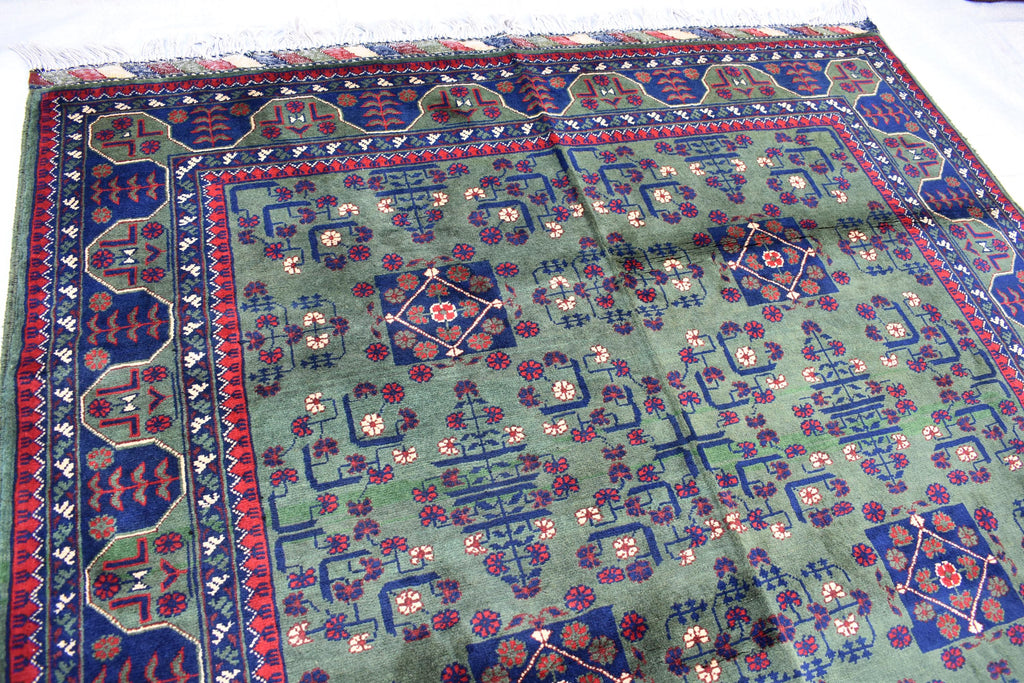 Authentic Bukhara Rug Handwoven 6.9x5 ft Traditional Afghan Carpet Rich Colors, Durable Wool, Perfect for Living Room or dinning room