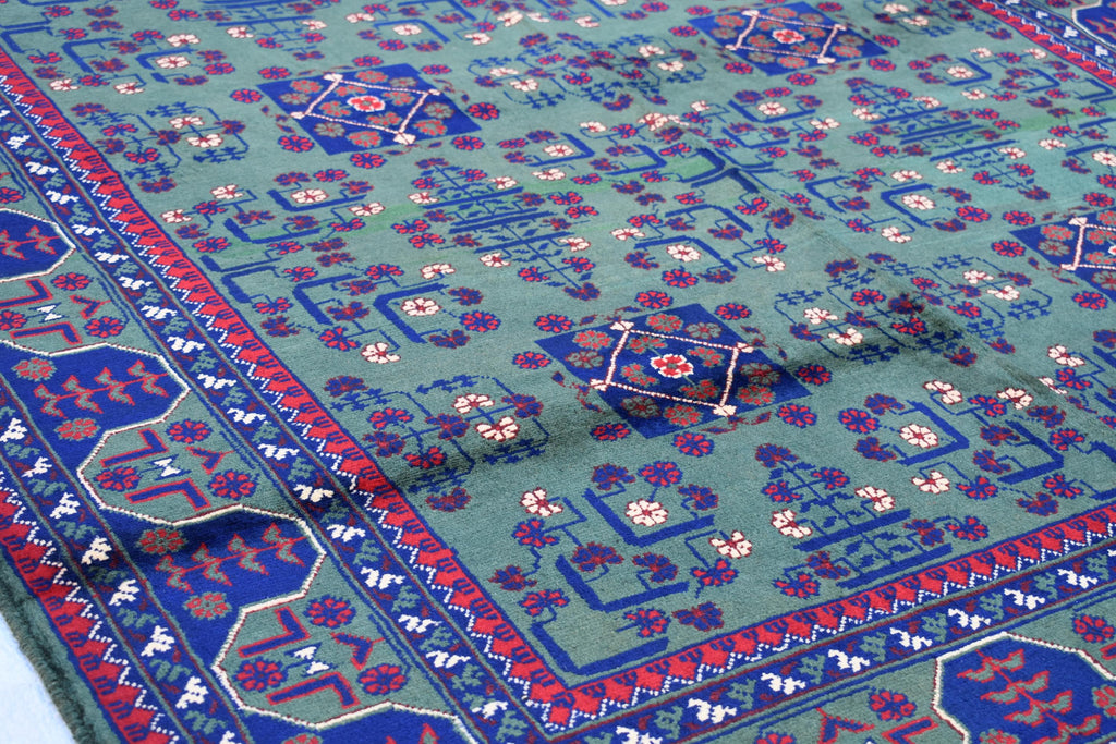 Authentic Bukhara Rug Handwoven 6.9x5 ft Traditional Afghan Carpet Rich Colors, Durable Wool, Perfect for Living Room or dinning room