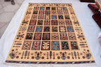 Handmade Afghan Chob Rang Mirror Carpet - 6.11x4.11 ft | Vintage Wool Area Rug | Unique Tribal Design | Persian Style Deco