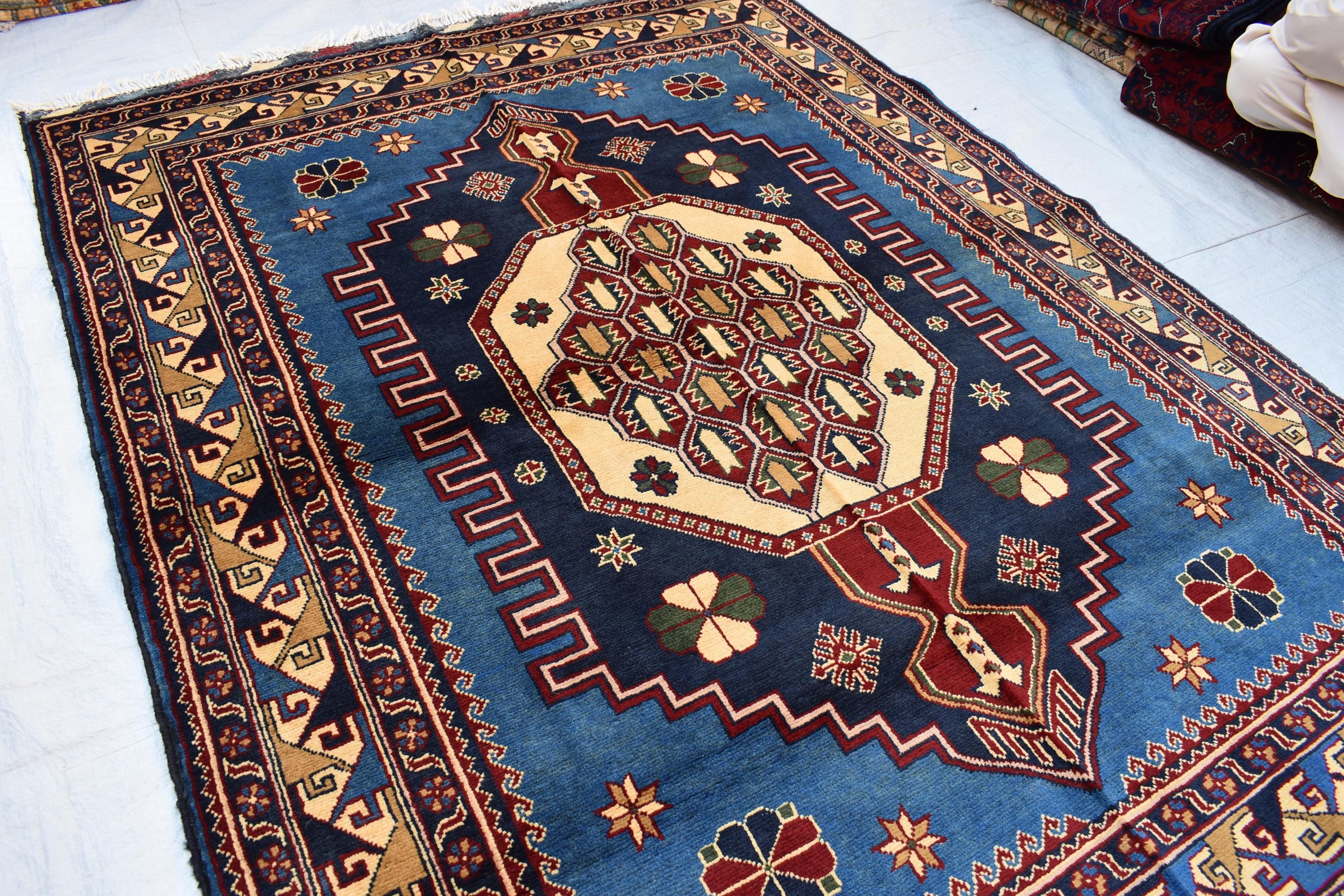 Handmade Maranus Carpet 6.7x4.9 ft - Authentic Afghan Wool Rug, Unique Traditional Design for living room or dining room