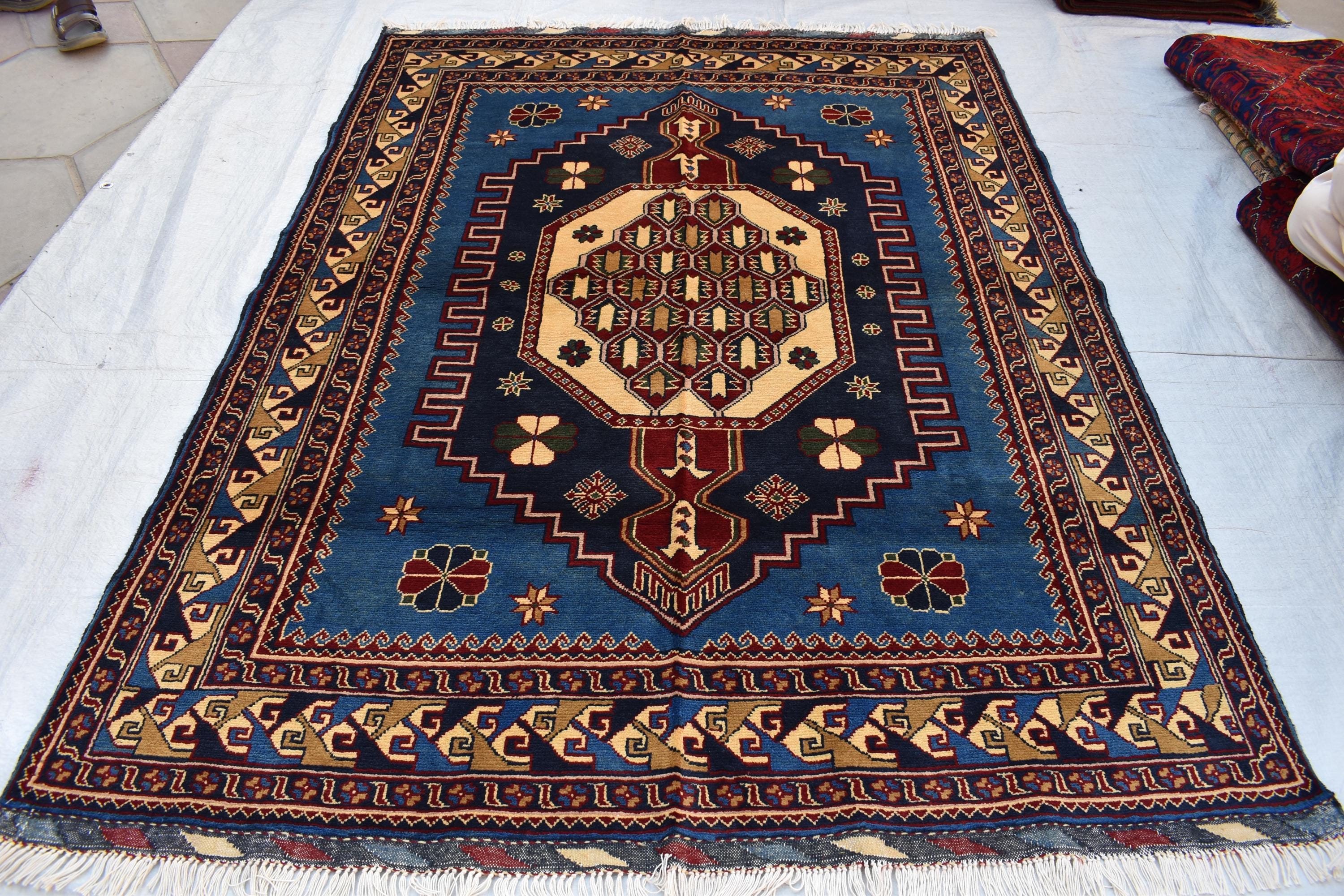 Handmade Maranus Carpet 6.7x4.9 ft - Authentic Afghan Wool Rug, Unique Traditional Design for living room or dining room
