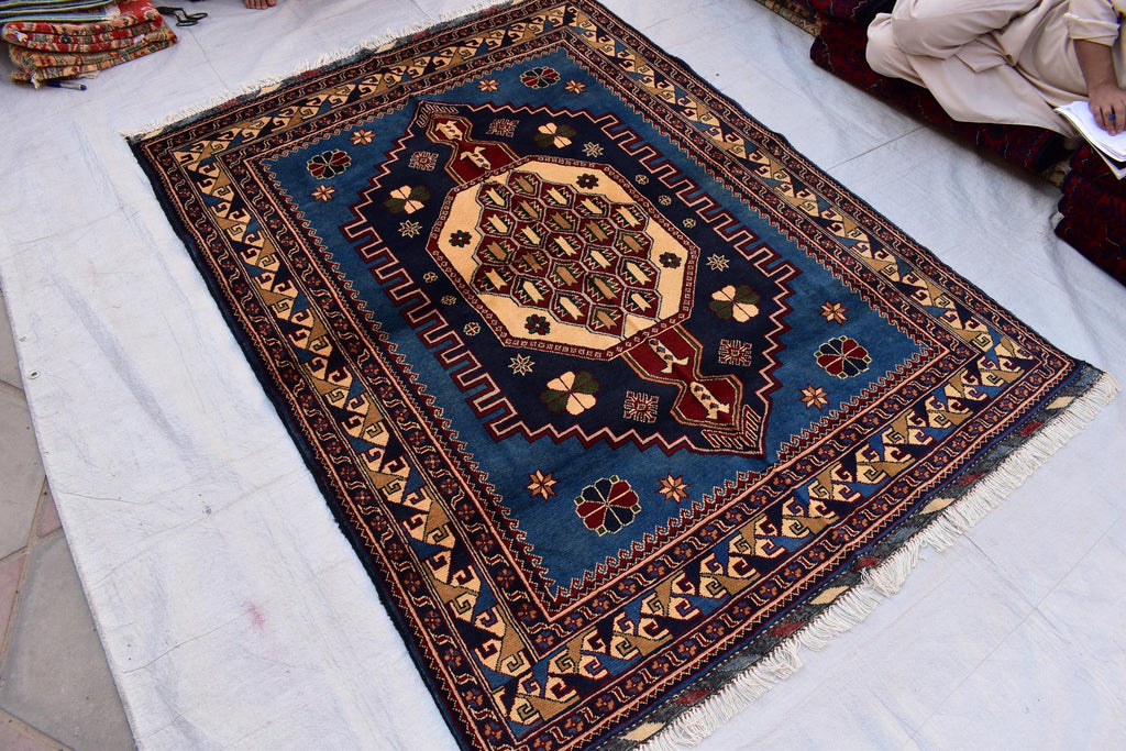 Handmade Maranus Carpet 6.7x4.9 ft - Authentic Afghan Wool Rug, Unique Traditional Design for living room or dining room