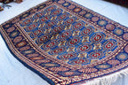 Afghan Handmade Carpet 6.5x4.9 ft – Rich Blue and Red Tribal Design Wool Rugs for Dining room, Living room, Office and Farmhouse Rug