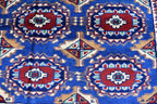 Afghan Handmade Carpet 6.5x4.9 ft – Rich Blue and Red Tribal Design Wool Rugs for Dining room, Living room, Office and Farmhouse Rug