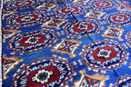 Afghan Handmade Carpet 6.5x4.9 ft – Rich Blue and Red Tribal Design Wool Rugs for Dining room, Living room, Office and Farmhouse Rug