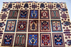 Handmade Afghan Carpet 6.8x4.11 ft – Unique Square Pattern Wool Rug, Colorful Traditional Design for Living room, Bedroom room and Office.