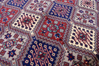 Handmade Afghan Geometric Wool Carpet - Traditional Tribal Design - 10.1x6.8 ft - Red, Blue & beige Wool Rug - Living Room Decor