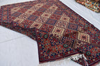 Handmade Afghan Geometric Wool Carpet - Traditional Tribal Design - 10.1x6.8 ft - Red, Blue & beige Wool Rug - Living Room Decor