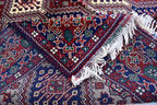 Handmade Afghan Geometric Wool Carpet - Traditional Tribal Design - 10.1x6.8 ft - Red, Blue & beige Wool Rug - Living Room Decor