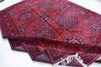 Bukhara Handmade Afghan Wool Rug - Traditional Tribal Geometric Carpet - 10.10x6.8 ft - Red & Blue Oriental Design - Large Living Room Rug
