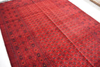 Vintage Afghan Shirin Takab Wool Rug 20 years old - Traditional Red Geometric Carpet - 9.9x6.6 ft - Bedroom Rug, Living Room Carpet