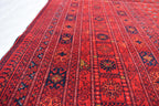 Vintage Afghan Shirin Takab Wool Rug 20 years old - Traditional Red Geometric Carpet - 9.9x6.6 ft - Bedroom Rug, Living Room Carpet