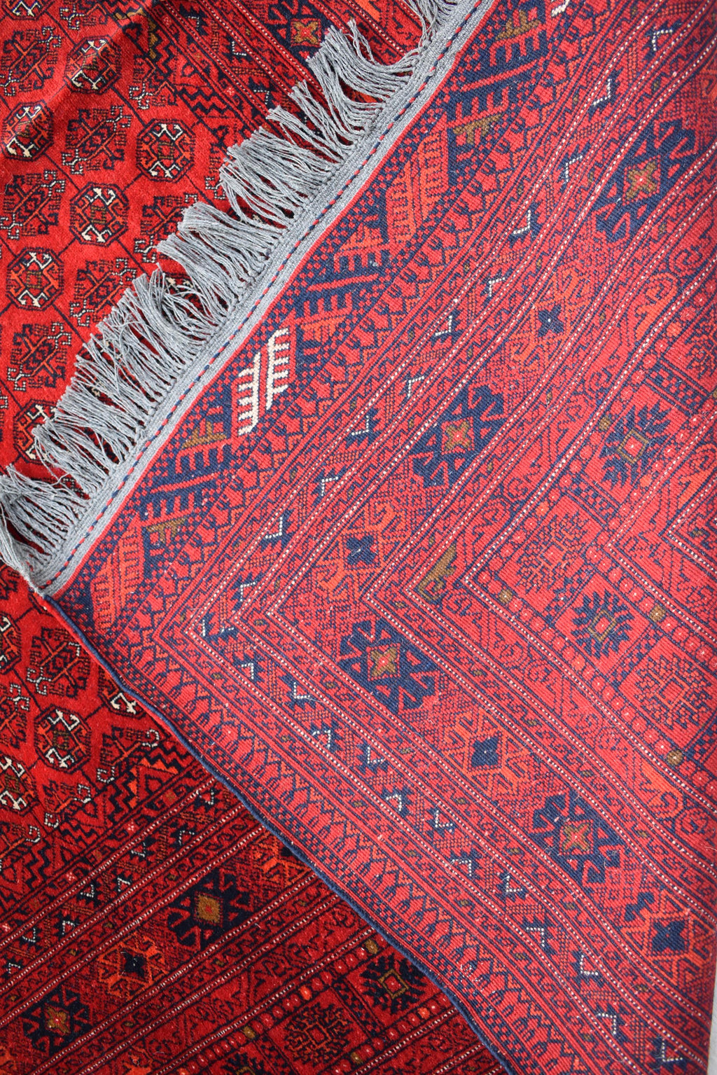 Vintage Afghan Shirin Takab Wool Rug 20 years old - Traditional Red Geometric Carpet - 9.9x6.6 ft - Bedroom Rug, Living Room Carpet