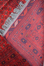 Vintage Afghan Shirin Takab Wool Rug 20 years old - Traditional Red Geometric Carpet - 9.9x6.6 ft - Bedroom Rug, Living Room Carpet