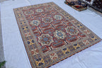 Handmade Chob Rang Carpet - 9.11x6.7 ft | Authentic Afghan Wool Rug | Large Vintage Area Carpet, Living Room Rug, Bedroom Carpet