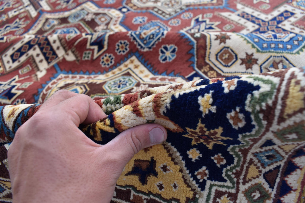 Handmade Chob Rang Carpet - 9.11x6.7 ft | Authentic Afghan Wool Rug | Large Vintage Area Carpet, Living Room Rug, Bedroom Carpet