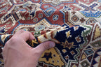 Handmade Chob Rang Carpet - 9.11x6.7 ft | Authentic Afghan Wool Rug | Large Vintage Area Carpet, Living Room Rug, Bedroom Carpet