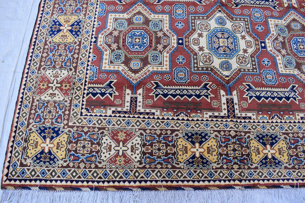 Handmade Chob Rang Carpet - 9.11x6.7 ft | Authentic Afghan Wool Rug | Large Vintage Area Carpet, Living Room Rug, Bedroom Carpet
