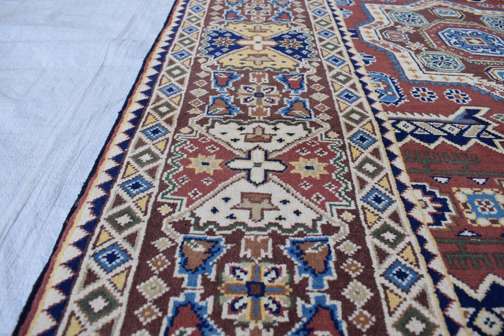 Handmade Chob Rang Carpet - 9.11x6.7 ft | Authentic Afghan Wool Rug | Large Vintage Area Carpet, Living Room Rug, Bedroom Carpet