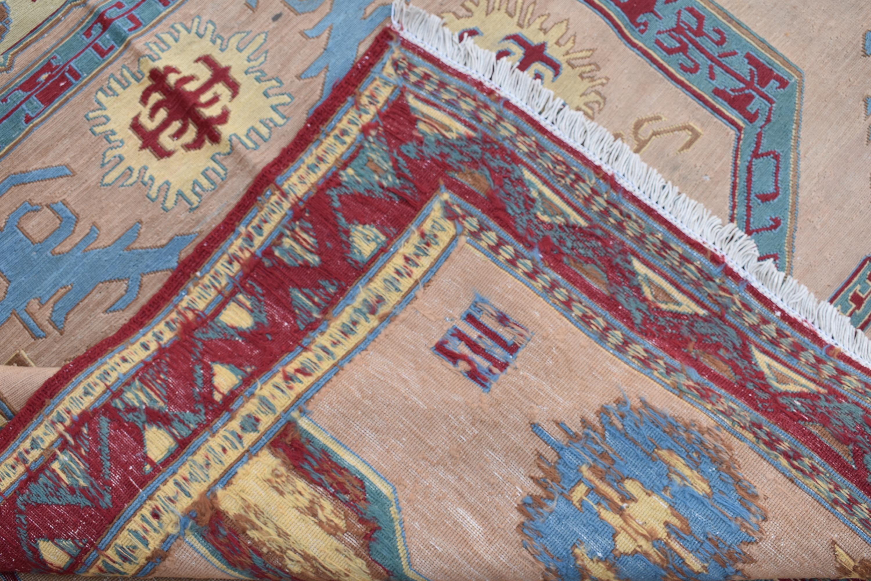 6x7 Vintage SUMAK GILAM | Handwoven Afghan Kilim Rug for Living Spaces | Boho Home Decor, Rug for Living Room, Bedroom Rug, 6.7x5.7 ft