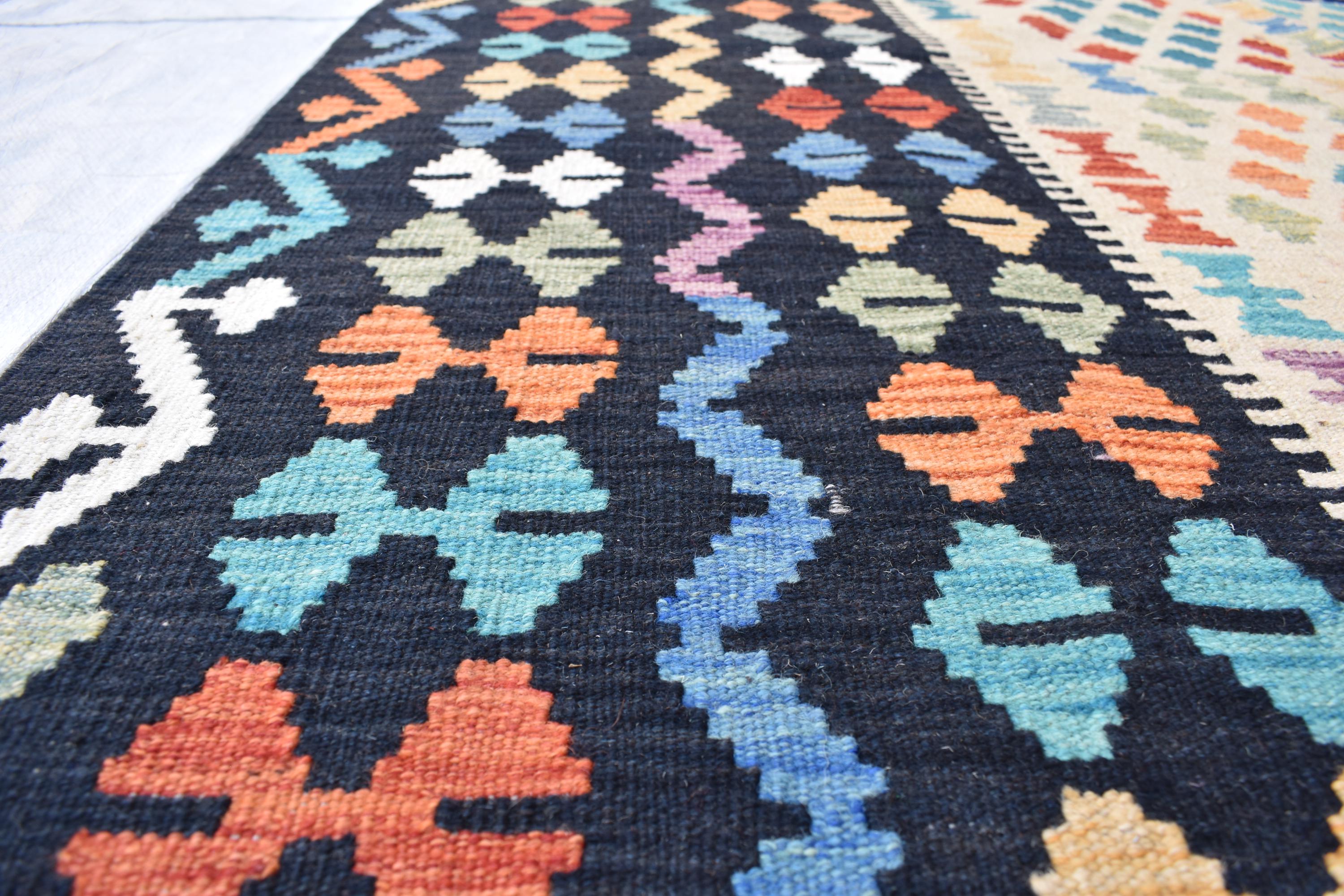 Handmade Kilim Chobi Rug - 9.8x6.8 ft | Traditional Afghan Carpet for Living Rooms | Farm House Rug | Bedroom Rug