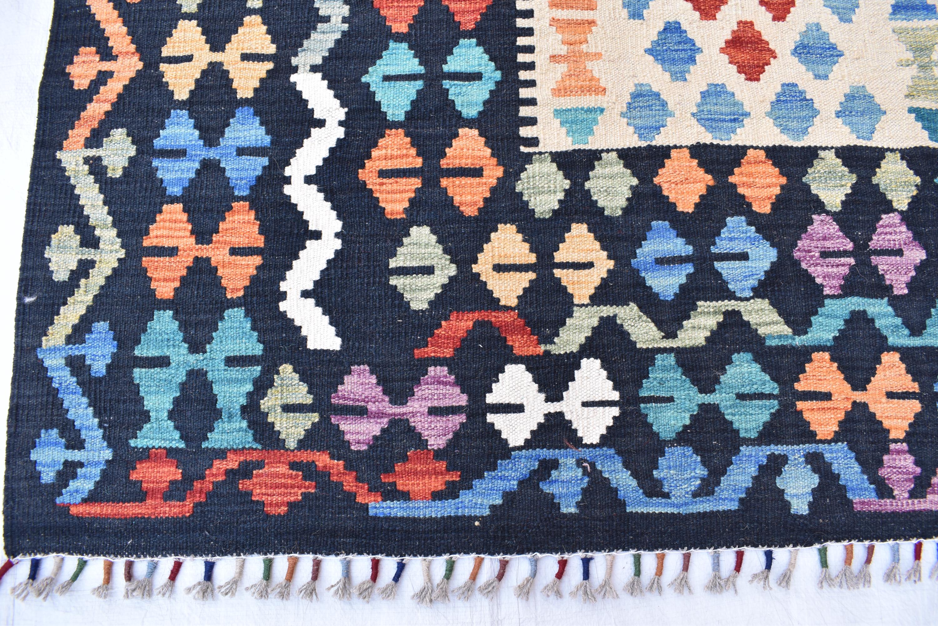 Handmade Kilim Chobi Rug - 9.8x6.8 ft | Traditional Afghan Carpet for Living Rooms | Farm House Rug | Bedroom Rug