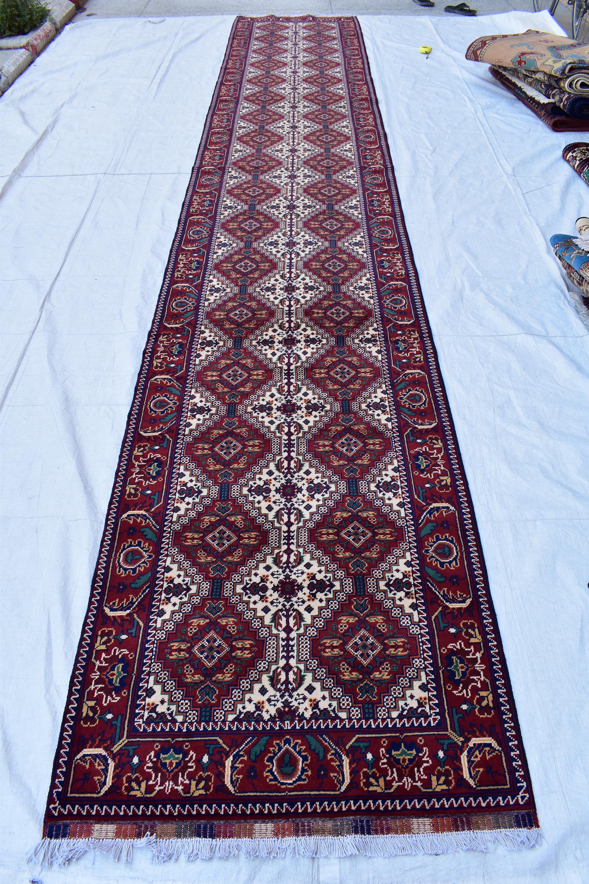 Handwoven Afghan Runner Rug - 18.2x3.1 ft | Authentic Afghan Carpet for Hallway Rug, Entryway Rug, Rustic Hallway Rug